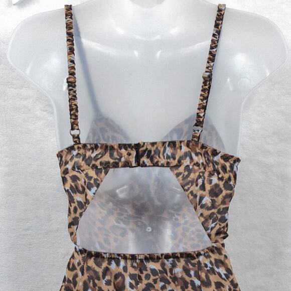 VICTORIAS SECRET Leopard Fitted Gown‎ Chemise Slip Dress Mob Wife Animal Print M - Picture 6 of 8